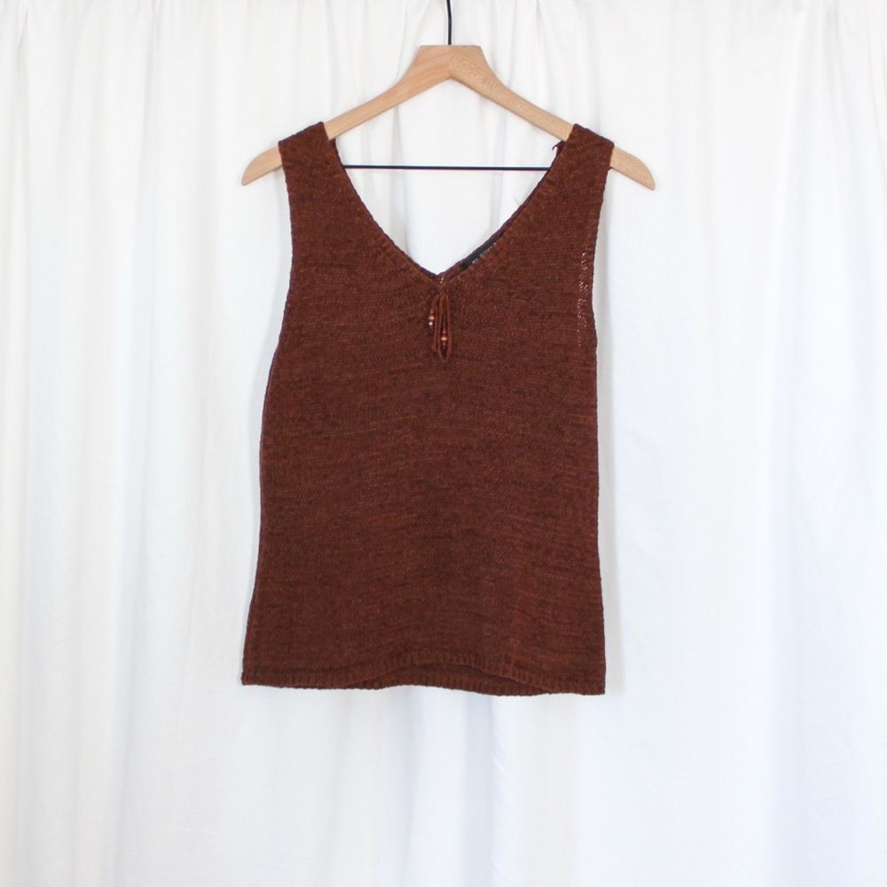 AS Fusion Brown Women's Knit Sleeveless Tank Top Large